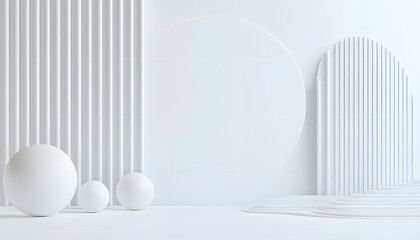 Abstract podium for product on white studio room background