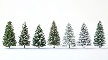 Obraz premium Collection of christmas Trees with Snow on white background