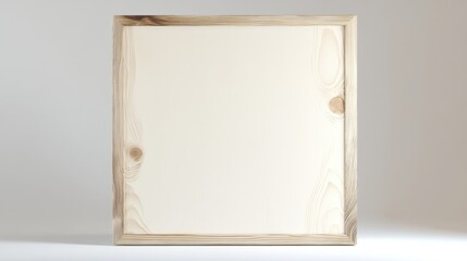 A square pine frame with a light, unfinished look, showcasing visible wood grains, floating on a transparent background.