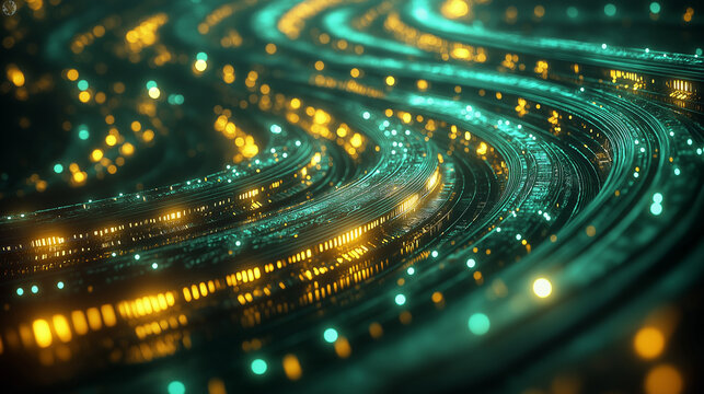 Futuristic Neon Light Trails with Dynamic Curves and Glowing Particles