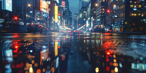 Fototapeta premium rain in the city rainy weather wet city streets Generative AI