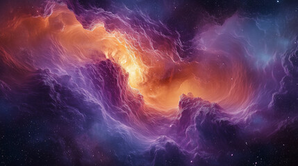 Fototapeta premium Cosmic Abstract Scene with Swirling Galaxies and Nebula Clouds