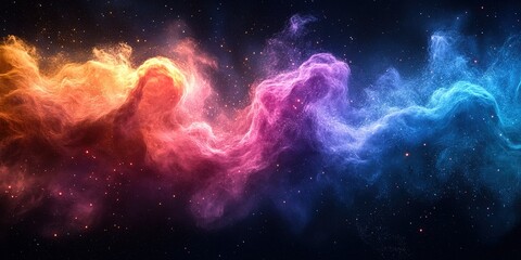 Obraz premium Vivid cosmic nebula with swirling colors and stars in a dark galaxy background
