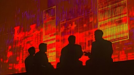 Silhouette of a team discussing MLM plans, overlaid with an image of financial projections and metrics.MLM (Multilevel Marketing) 