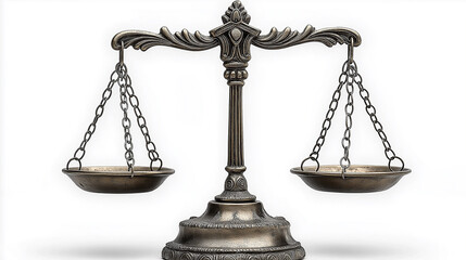 antique scales of justice isolated on white
