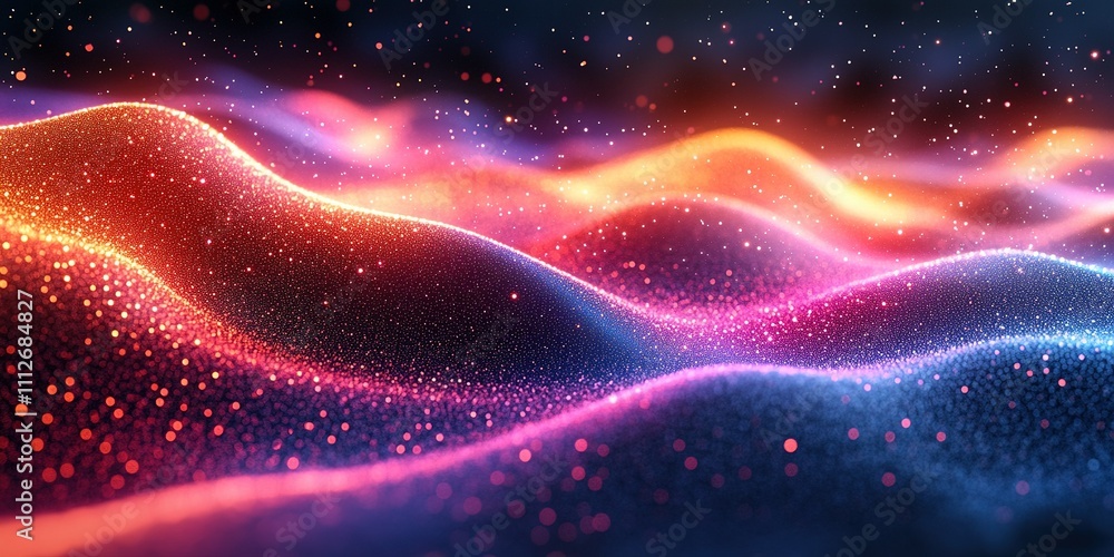 Aufkleber vibrant waves of light create an abstract landscape in a dynamic color spectrum at night