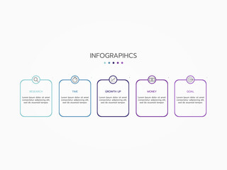 Timeline infographic elements template, business concept with 5 steps and icon, web design, Creative, vector, illustration.