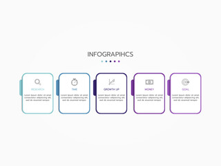 Timeline infographic elements template, business concept with 5 steps and icon, web design, Creative, vector, illustration.