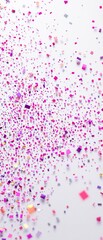 Fototapeta premium Confetti explosion in bright colors scattered across a pristine white surface, explosive decoration, decorative
