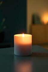 Soft glow of candle in dark, warm ambiance, tranquility