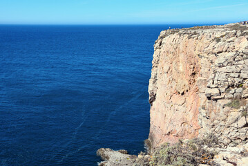 view of the coast taken from the castle of sagres algarve portugal	