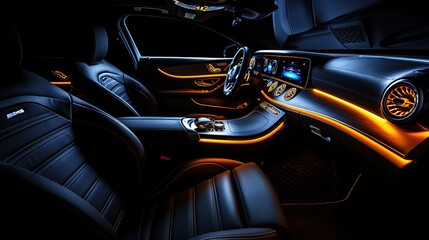 interior of a black modern car