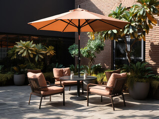 Cozy Outdoor Seating Area with Umbrella