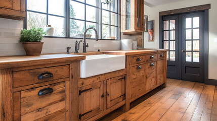 Welcoming kitchen with wooden cabinets and a