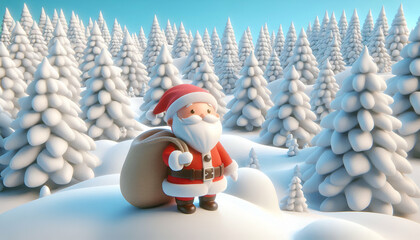 Fototapeta premium A Cute Santa Clause carry his gifts on Christmas New Year Celebration 