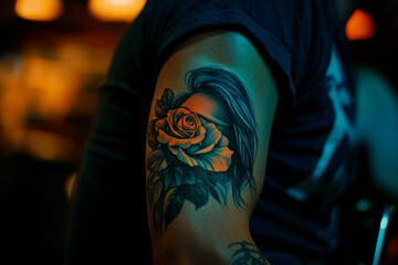 Tender embrace on arm, gentle illumination, warm skin tones, intimate close-up, showcasing vulnerability and softness in human connection