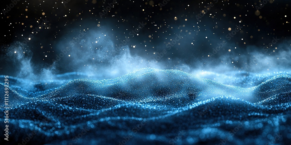 Aufkleber mystical waves illuminated by light create an ethereal atmosphere in a dark setting