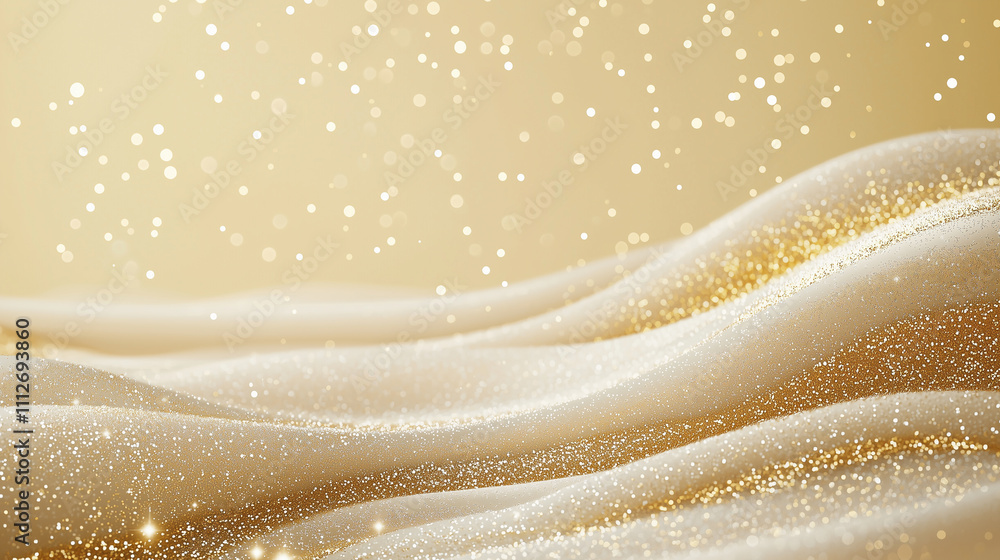 Aufkleber a shimmering golden fabric with soft waves and sparkling particles, creating an elegant and luxuriou