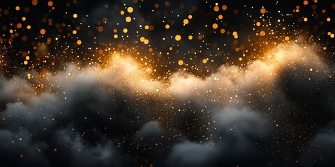 Obraz premium Sparkling golden glow amidst dark clouds creates a mystical atmosphere in the evening