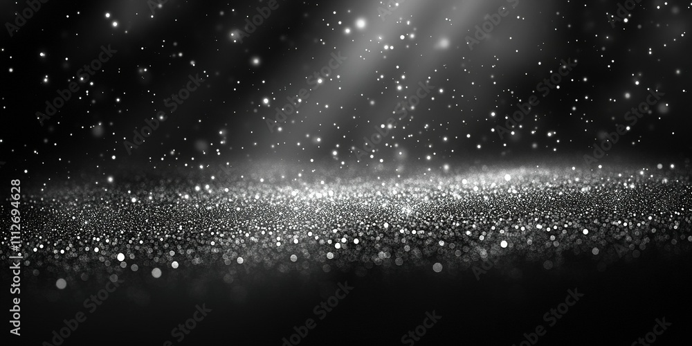 Poster sparkling particles create a mesmerizing atmosphere in a dark environment during a celebratory event