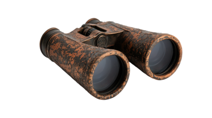 Vintage binoculars for outdoor exploration. transparent background