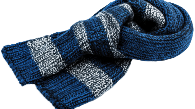 Warm knitted scarf for winter fashion. transparent background
