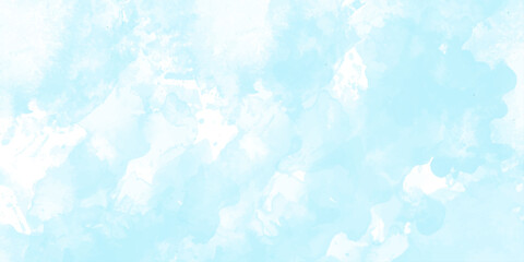 sunny sky blue light watercolor background. Aquarelle painting brush effect card paper textured canvas cloudy smoke space for text, entertaining card, template. aquamarine color graphics illustration