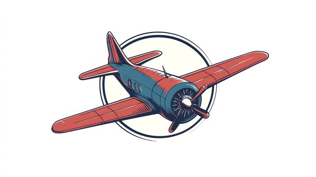 recommend clip art: Vintage airplane illustration with a red and blue color scheme.