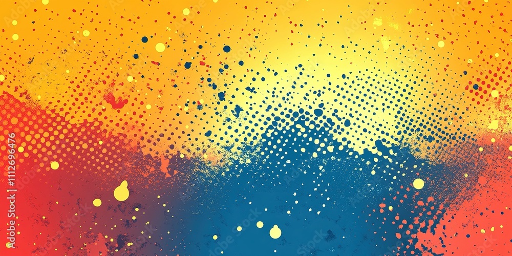 Poster colorful abstract paint splatter created with dots and patterns in vibrant shades during daylight ho