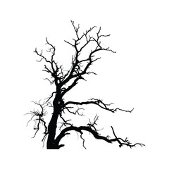 Fototapeta premium Dead Tree Silhouettes set Clipart on a white Background