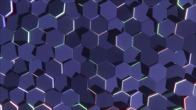 Hexagrid Mesh Animation with Metallic Appearance - 4K Video