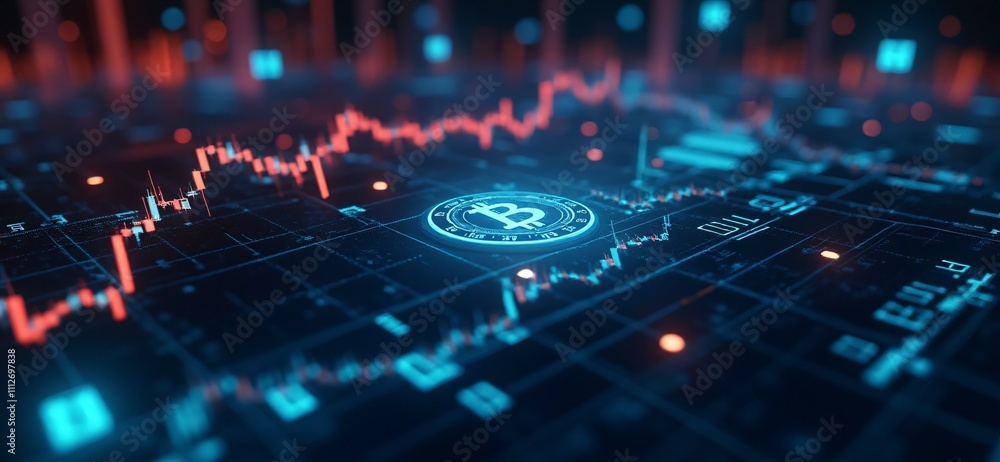 Poster a high-tech digital currency exchange interface showing real-time market data, symbolizing the fast-