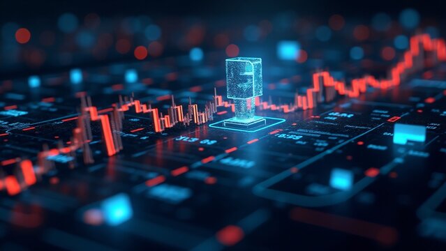 A high-tech digital currency exchange interface showing real-time market data, symbolizing the fast-paced world of cryptocurrency trading.