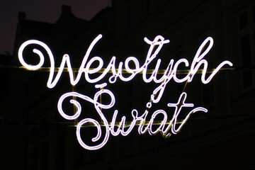 Ledowy napis wesołych świąt  © Piotr