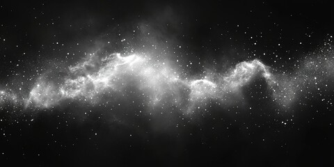 Obraz premium Vast expanse of shimmering stars and cosmic dust in black and white against a deep space backdrop