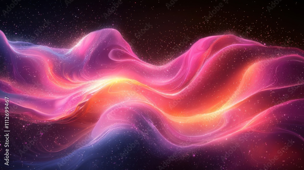 Poster colorful abstract waves create a mesmerizing cosmic landscape with flowing patterns and vibrant hues