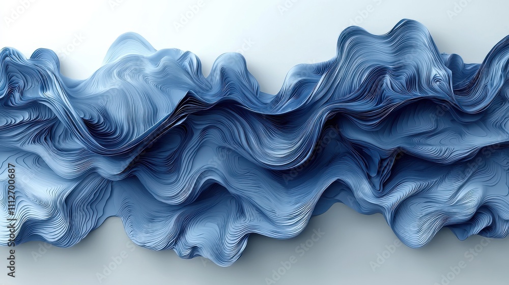 Poster textured blue waves create a captivating visual display in a modern artistic design