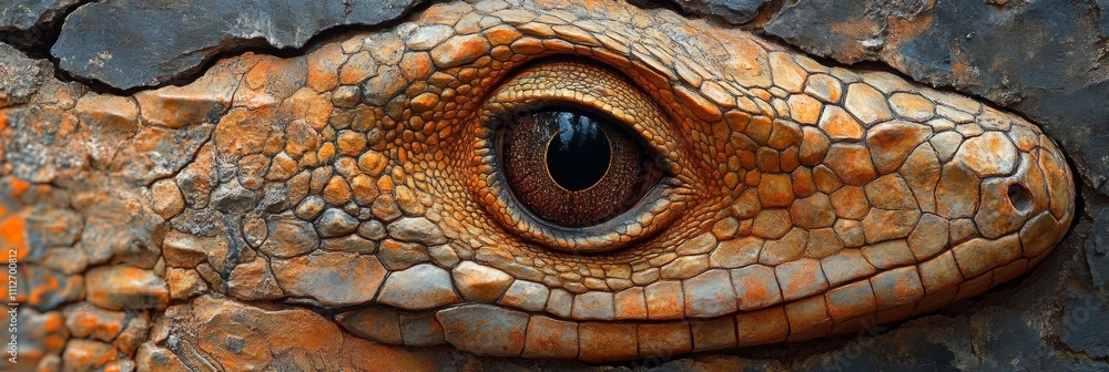 Poster lizard skin texture, intricate close-up of a lizard's rough, grainy scales showcasing vibrant color 