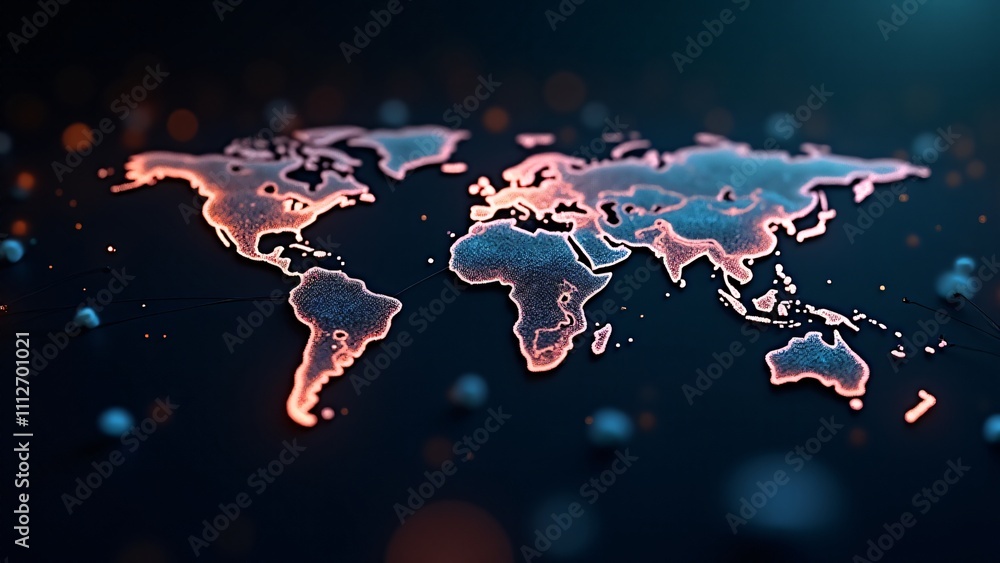 Poster a global blockchain network with glowing nodes, symbolizing the worldwide reach of cryptocurrency tr
