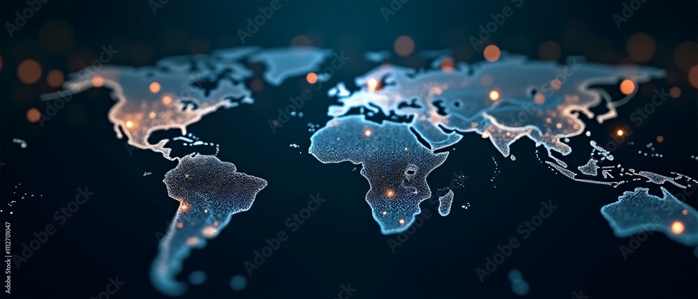 Poster a global blockchain network with glowing nodes, symbolizing the worldwide reach of cryptocurrency tr