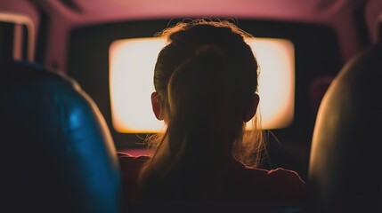 Film on a theater screen with audiences watching. Engaging and immersive cinematic experience shared by diverse group of viewers.