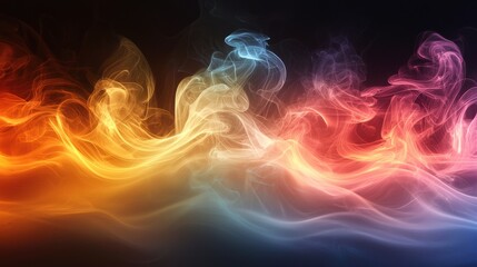 Colorful smoke waves create a mesmerizing effect in abstract art display
