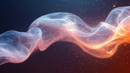 Obraz premium Ethereal swirl of luminous smoke against a dark starry background creates a captivating visual experience