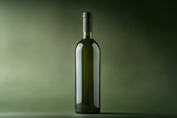 Elegant Dark Green Wine Bottle with Glossy Finish, glass, drink, beverage, light