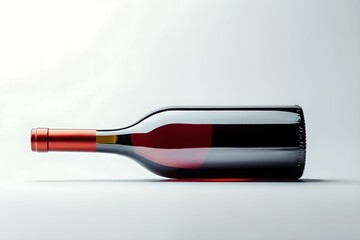Elegant Transparent Red Wine Bottle with Reflective Surface, alcohol, drink, glass, silhouette