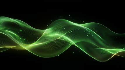 green light lines of bright light moving on a dark background


