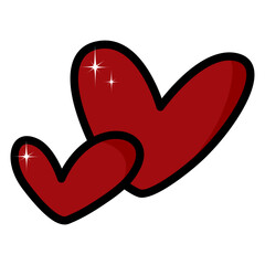 Double red heart with sparkling star