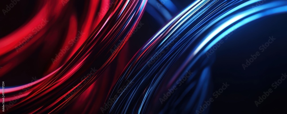 Poster glowing intertwined light streaks in vibrant blue and red hues sharp and dynamic design ideal for te