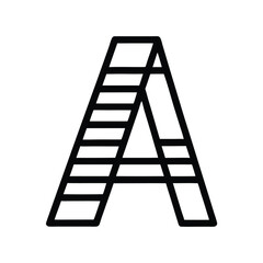 a black and white line drawing of the letter A in a simple, minimalist style