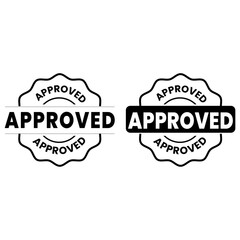 Set of Vintage Black and White Approved Stamps and Badge Designs for Official Use